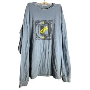 Vans "Off The Wall" T-Shirt Mens Blue Size XXL Classic-Fit Long Sleeve Crew Neck